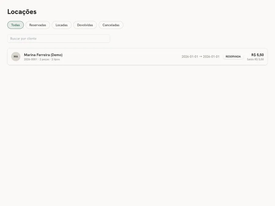 Rentals list